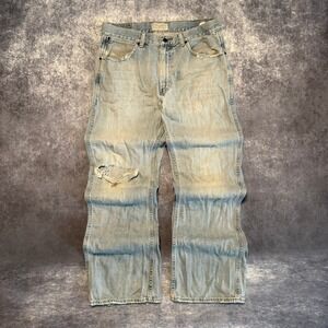 Vintage American Eagle Mens Bootcut Jeans Light Wash Distressed Blue 32x32 90s